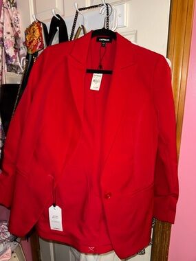 Express Women's Red Tailored Blazer Jacket